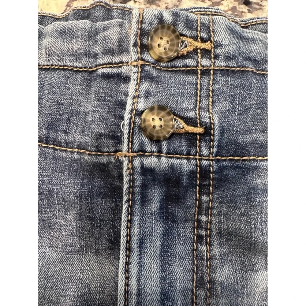 High‎ Waisted Paperbag Denim Shorts Medium Wash Blue Size Medium Stretch Pocket